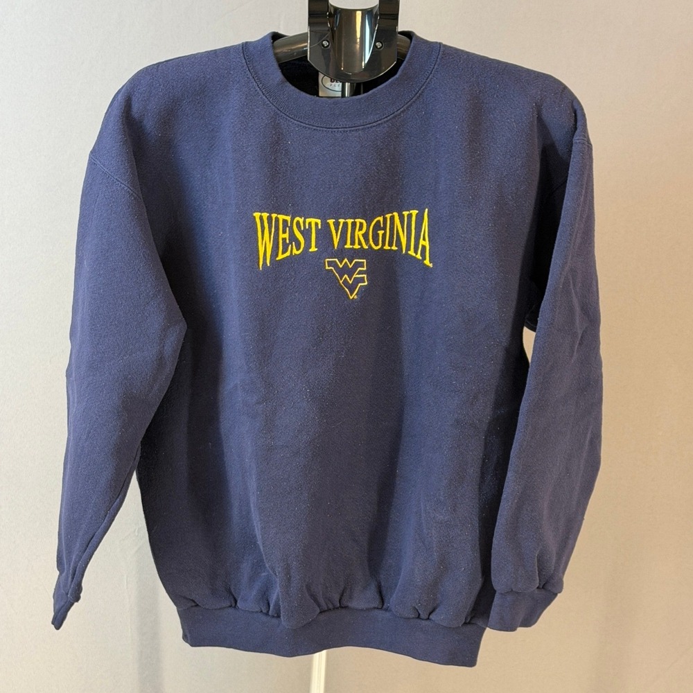 Vintage West Virginia Mountaineers Sweatshirt Mens Large Navy WVU Crewneck